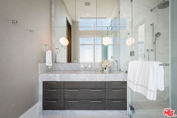 Bathroom, Glass Shower, Interior, Marble, Recessed Lighting