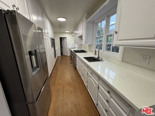 Interior, Kitchen, Stainless Steel Appliances, Wood Texture Flooring