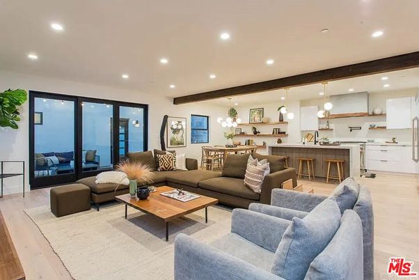 Dining room, Interior, Kitchen, Living room, Pendant Lights, Recessed Lighting, Wooden Beams, Wood Texture Flooring