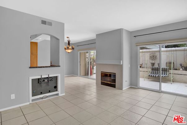 Chandelier, Empty room, Fireplace, Interior