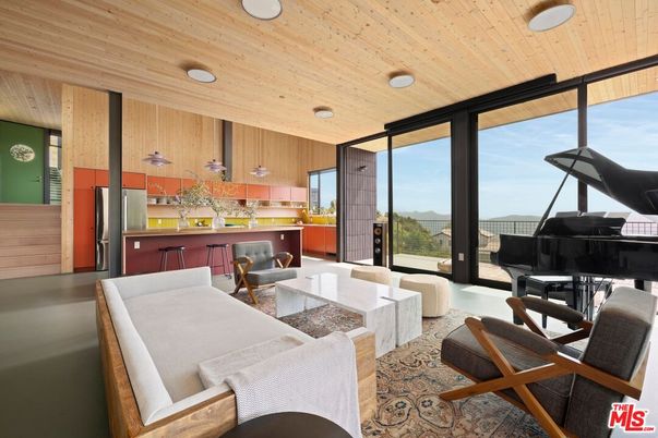 Interior, Kitchen, Living room, Piano, Recessed Lighting, Wooden Ceilings, Wooden Walls