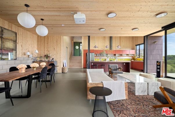 Dining room, Interior, Pendant Lights, Recessed Lighting, Wooden Ceilings, Wooden Walls
