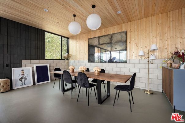 Dining room, Interior, Pendant Lights, Recessed Lighting, Wooden Ceilings, Wooden Walls