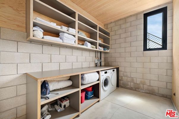Interior, Stone Walls, Washer, Wooden Ceilings