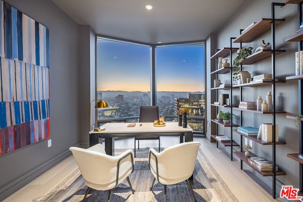 Home Office, Interior, Recessed Lighting, Wood Texture Flooring