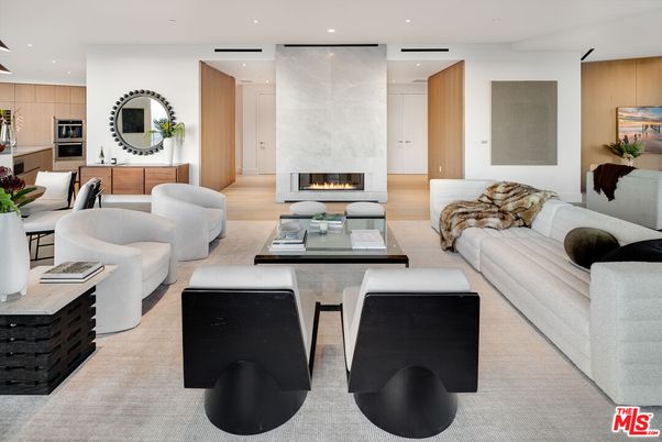 Fireplace, Interior, Kitchen, Living room, Recessed Lighting