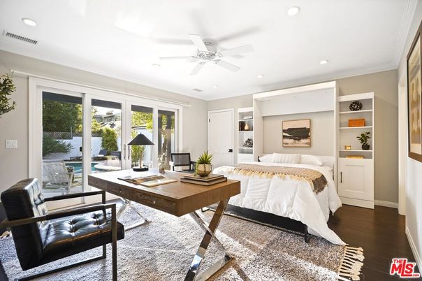 Bedroom, Home Office, Interior, Recessed Lighting, Water, Wood Texture Flooring