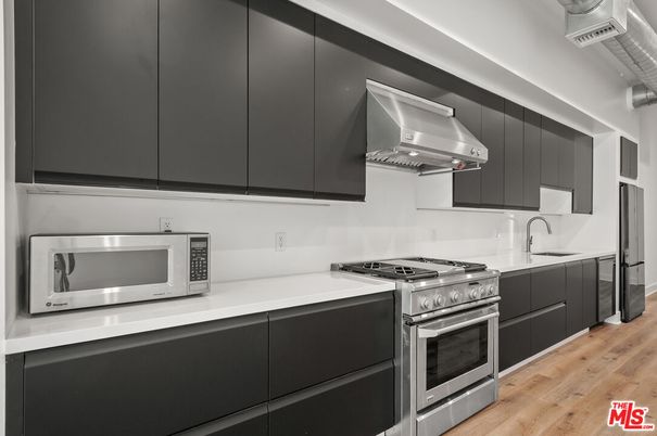 Interior, Kitchen, Stainless Steel Appliances, Wood Texture Flooring