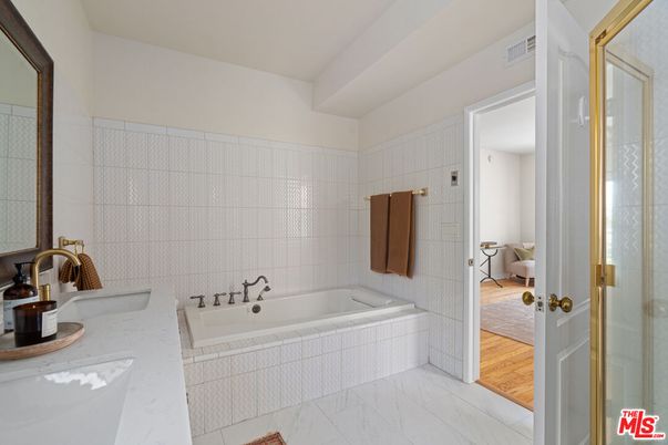 Bathroom, Interior, Marble, Wood Texture Flooring