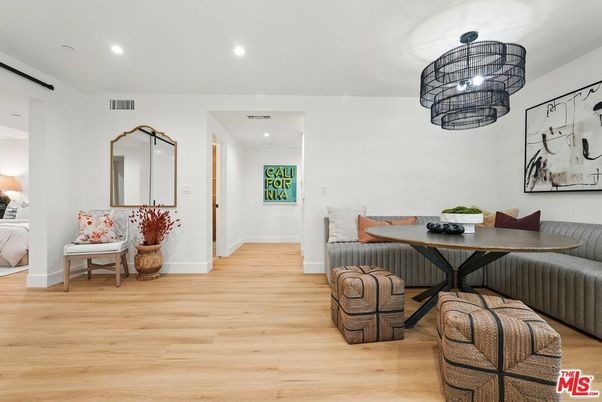 Dining room, Interior, Recessed Lighting, Wood Texture Flooring