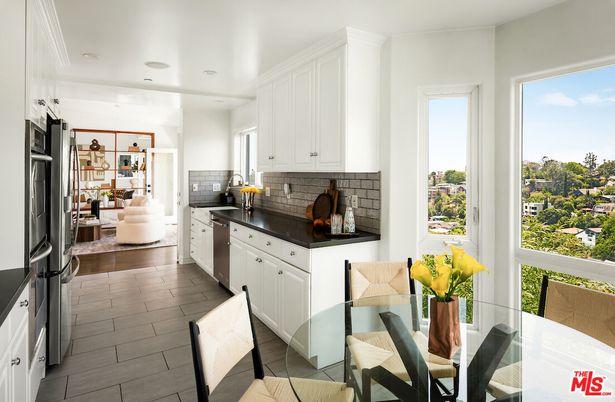 Dining room, Interior, Kitchen, Living room, Recessed Lighting, Wood Texture Flooring