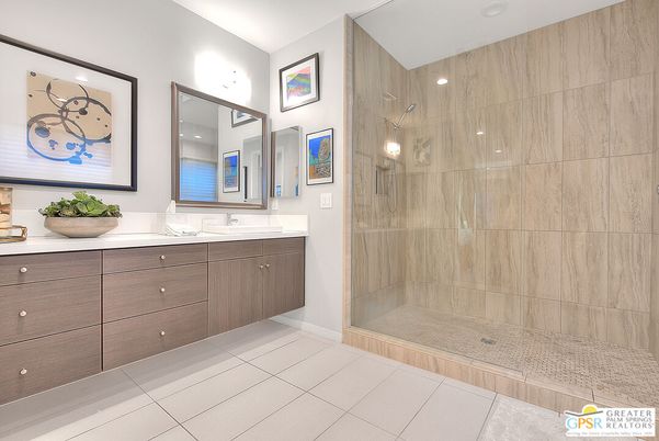 Bathroom, Dual Sink Vanities, Glass Shower, Interior