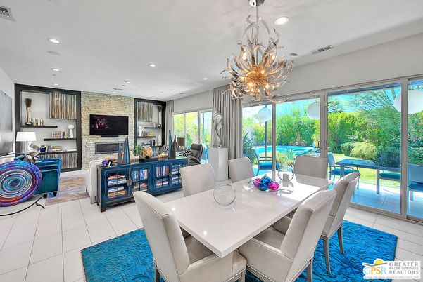 Chandelier, Dining room, Fireplace, Interior, Living room, Recessed Lighting