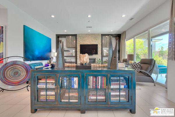 Fireplace, Interior, Living room, Recessed Lighting, Stone Walls