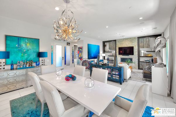 Chandelier, Dining room, Fireplace, Interior, Living room, Pendant Lights, Recessed Lighting, Stone Walls