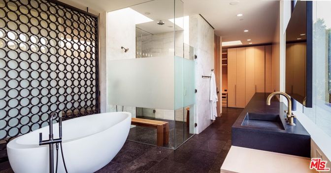 Bathroom, Free Standing Baths, Glass Shower, Interior, Recessed Lighting