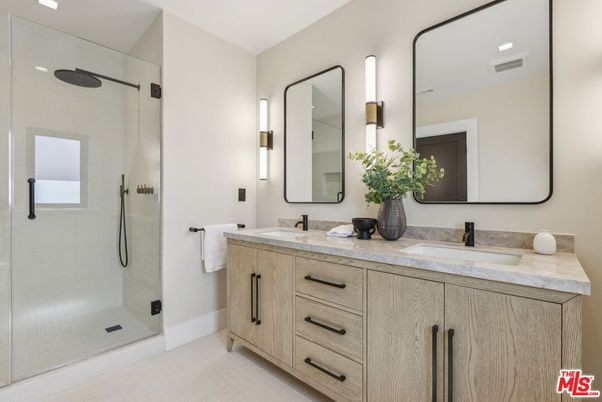 Bathroom, Dual Sink Vanities, Glass Shower, Interior, Recessed Lighting