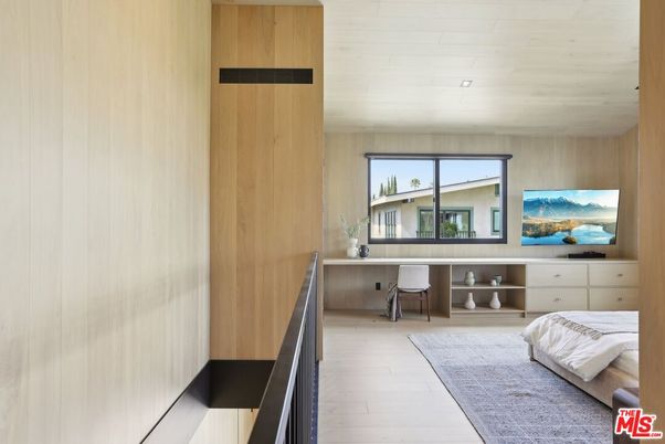Bedroom, Home Office, Interior, Recessed Lighting, Wooden Walls