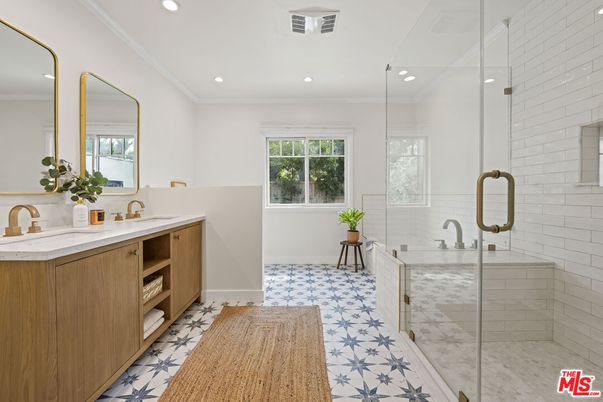 Bathroom, Dual Sink Vanities, Glass Shower, Interior, Recessed Lighting