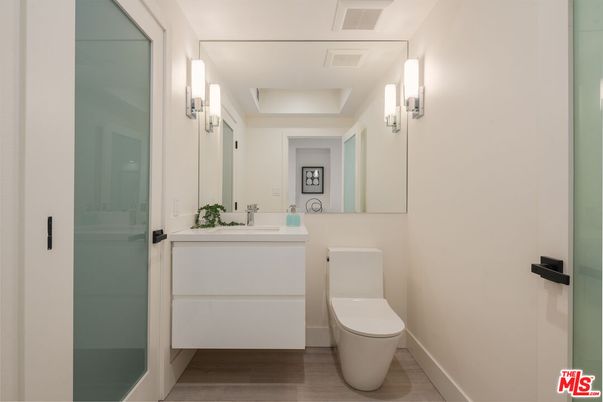 Bathroom, Glass Shower, Interior, Wood Texture Flooring