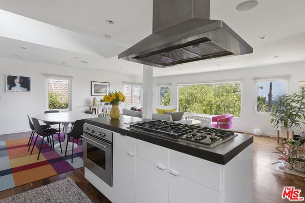 Dining room, Interior, Kitchen, Recessed Lighting, Stainless Steel Appliances, Wood Texture Flooring
