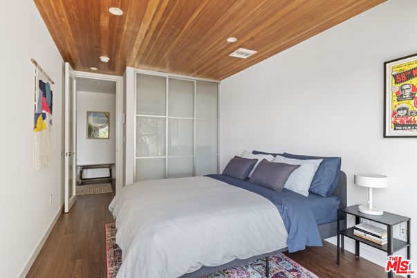 Bedroom, Interior, Recessed Lighting, Wooden Ceilings, Wood Texture Flooring