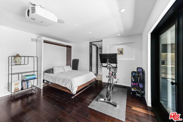 Bedroom, Fitness Equipment, Interior, Recessed Lighting, Wood Texture Flooring