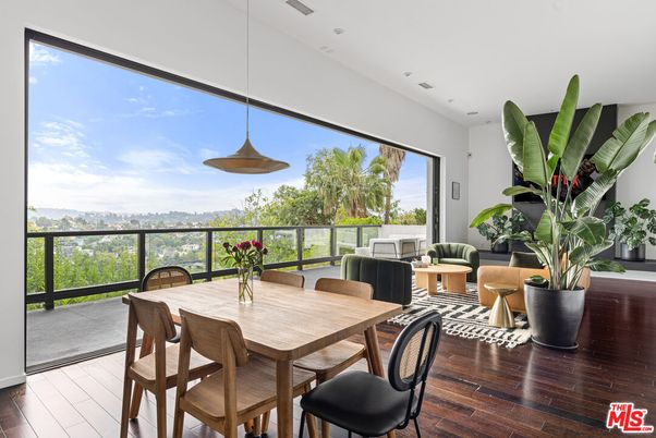 Dining room, Interior, Pendant Lights, Recessed Lighting, Wood Texture Flooring