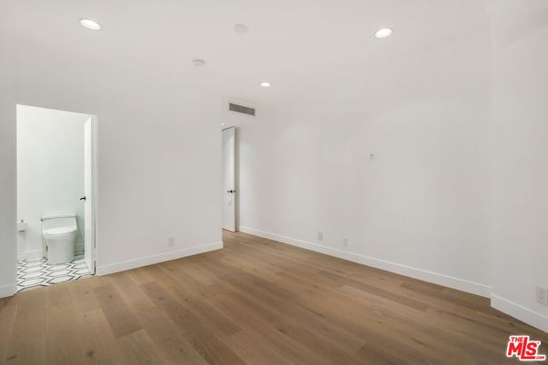 Bathroom, Empty room, Interior, Recessed Lighting, Wood Texture Flooring