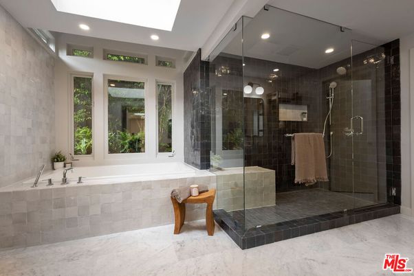 Bathroom, Glass Shower, Interior, Marble, Recessed Lighting