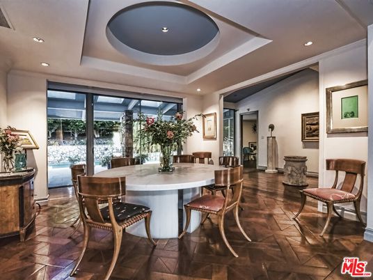 Dining room, Interior, Recessed Lighting, Wood Texture Flooring