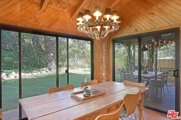 Chandelier, Dining room, Interior, Wooden Ceilings
