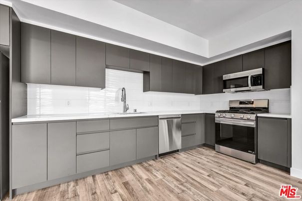 Interior, Kitchen, Stainless Steel Appliances, Wood Texture Flooring