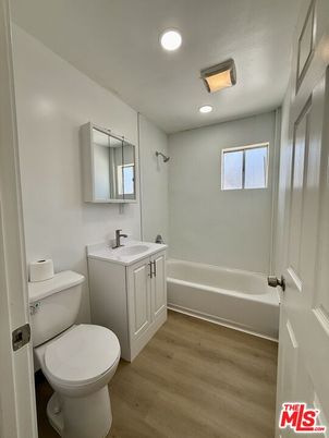 Bathroom, Interior, Recessed Lighting, Wood Texture Flooring