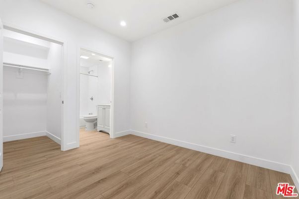 Bathroom, Empty room, Interior, Recessed Lighting, Wood Texture Flooring