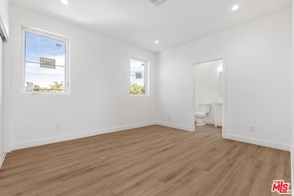 Bathroom, Empty room, Interior, Recessed Lighting, Wood Texture Flooring