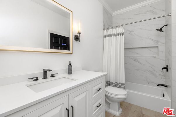 Bathroom, Interior, Marble Walls, Wood Texture Flooring