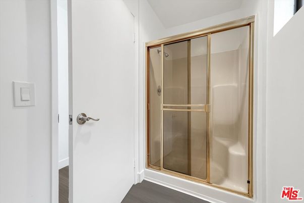 Bathroom, Glass Shower, Interior, Wood Texture Flooring