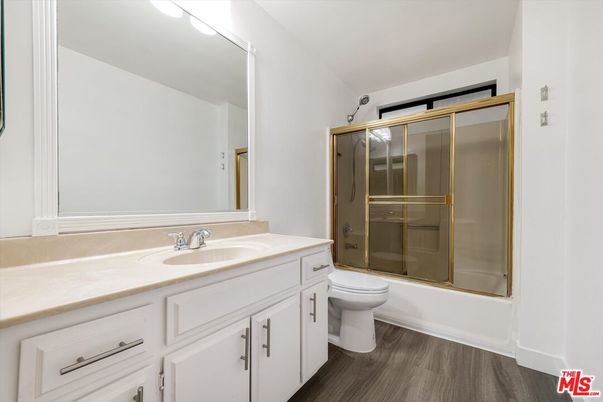 Bathroom, Glass Shower, Interior, Wood Texture Flooring