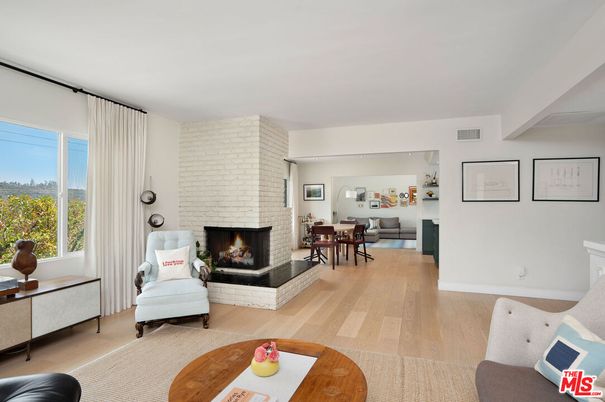 Dining room, Fireplace, Interior, Living room, Stone Walls, Wood Texture Flooring
