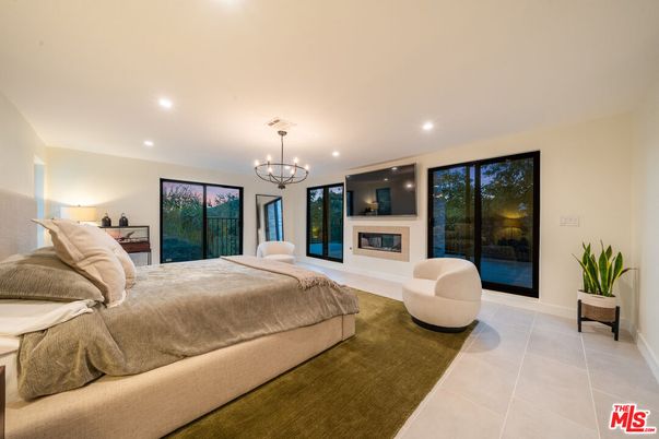 Bedroom, Chandelier, Fireplace, Interior, Recessed Lighting