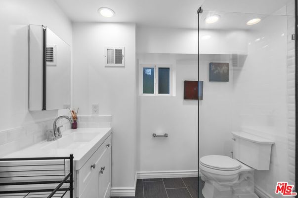 Bathroom, Interior, Recessed Lighting, Wood Texture Flooring
