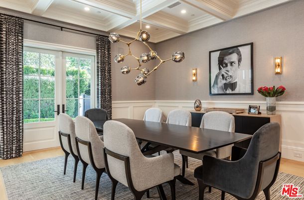 Dining room, Interior, Pendant Lights, Recessed Lighting, Wood Texture Flooring