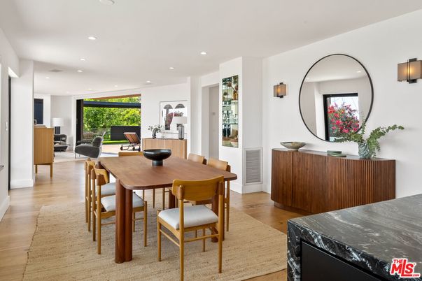 Dining room, Interior, Recessed Lighting, Wood Texture Flooring