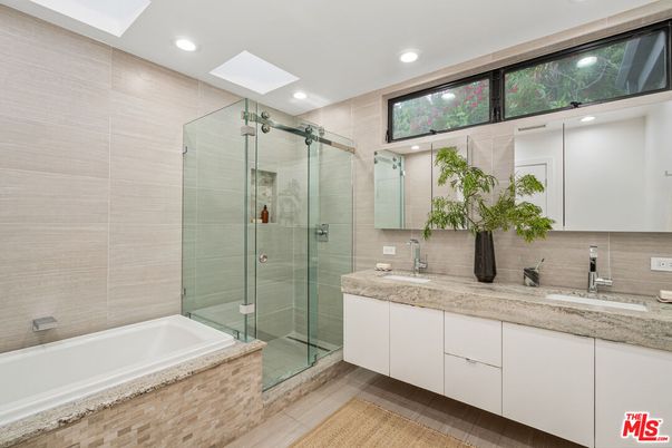 Bathroom, Dual Sink Vanities, Glass Shower, Interior, Recessed Lighting