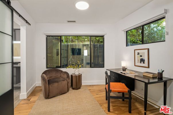 Home Office, Interior, Recessed Lighting, Wood Texture Flooring
