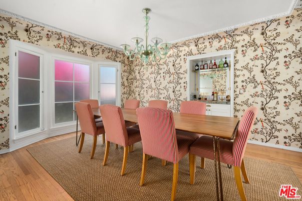 Chandelier, Dining room, Interior, Wood Texture Flooring