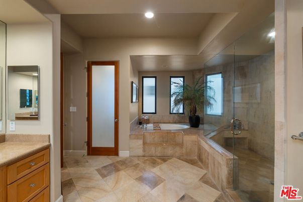 Bathroom, Dual Sink Vanities, Glass Shower, Interior, Recessed Lighting