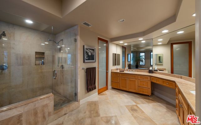 Bathroom, Dual Sink Vanities, Glass Shower, Interior, Recessed Lighting