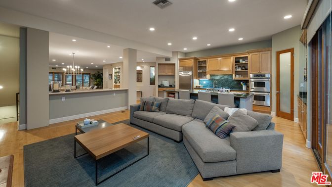 Interior, Kitchen, Living room, Pendant Lights, Recessed Lighting, Stainless Steel Appliances, Wood Texture Flooring